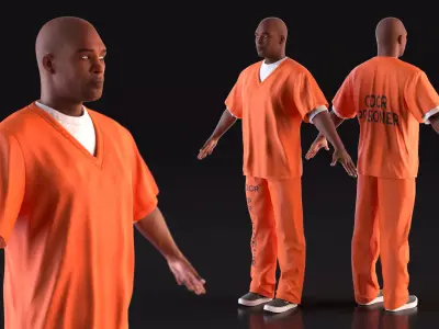  Black Male Prisoner A-Pose 