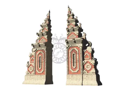 Balinese Temple Complex Low-poly 3D model