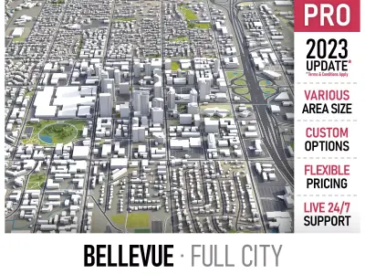 Bellevue - 3D City Model Low-poly 3D model