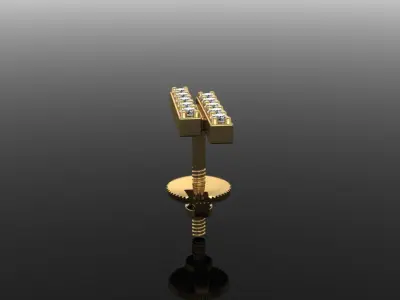 Double Diamond  Uneven Bar Earring 3D print model