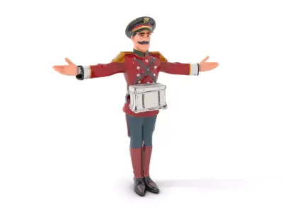 Marching Band Drummer Character Rigged and Animated Low-poly 3D model