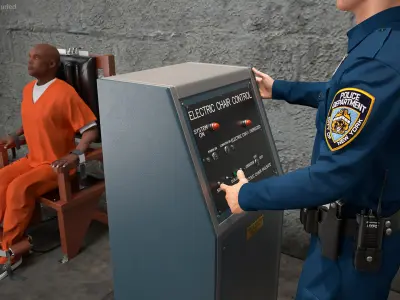  Prisoner on Electric Chair and Officer 