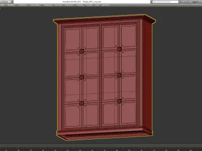 Wardrobe 3d model with glass doors Low-poly 3D model