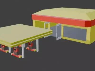 Retro Fuel Stop Low-poly 3D model