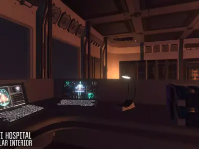 Sci-fi hospital - modular interior Low-poly 3D model