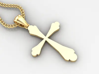 Light Gold 18K Cross Pendant 1CP079 3D print model