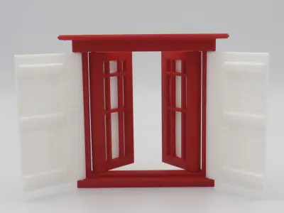 Functional Double windows with shutters  3D print model
