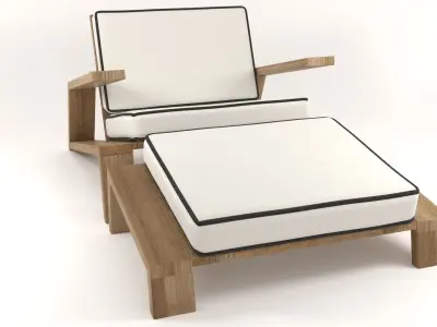 Olema Teak Lounge Chair v2 - 3ds Max 3D model