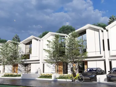 Clean Minimalist 2 Floor House 5 5 x 15 Skp  Lumion and DWG File 3D model