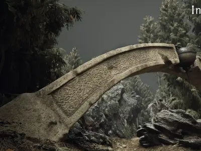 SandStone Arch with Ornaments Low-poly 3D model