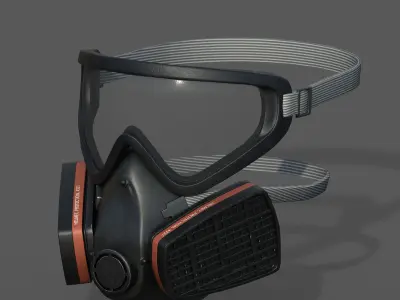 Gas mask helmet 3d model protection safety  Low-poly 3D model