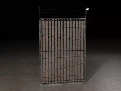 Wooden - Metal Fence Low-poly 3D model