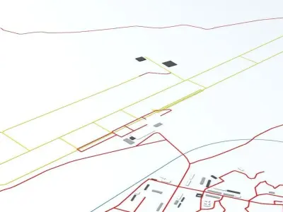 Pyongyang Sunan FNJ Airport Roads Buildings and Public Transport 3D model