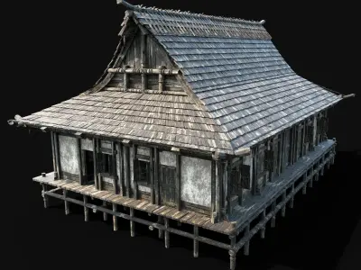 JAPAN CHINESE FEUDAL HOUSE DOJO HUT SAMURAI NINJA COLLECTION AAA 3D Model Pack