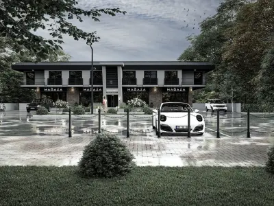  Modern House and Shop   Lumion 11 Scene  Exterior  Scene 3D model