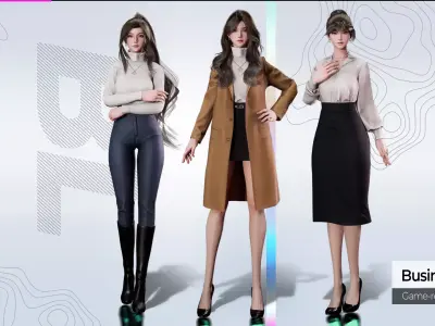 Business Lady Office Girls - Game Ready Low-poly 3D model