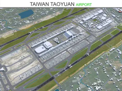 Taiwan Taoyuan Airport 10km Low-poly 3D model