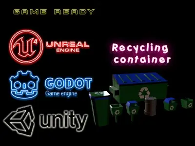 Simple Recycling Container Pack Low-poly 3D model