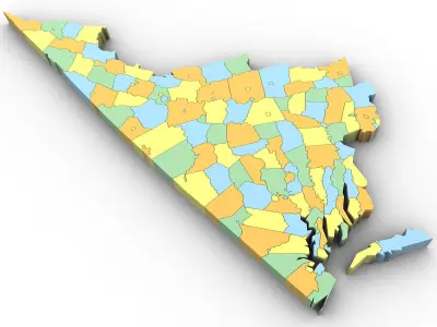 Virginia Political Map 3D model