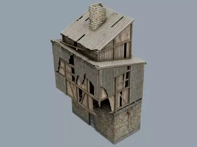 Abandoned Building Low-poly 3D model