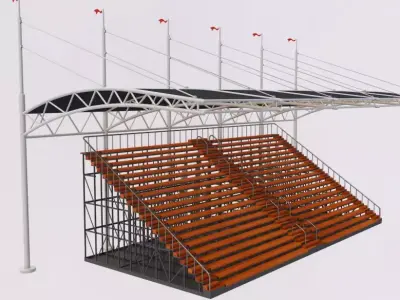 Bleacher With Canopy Shade 3D model
