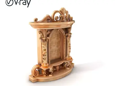 Baroque Grotto Sculpture with Luxurious Curls model pack Low-poly 3D model