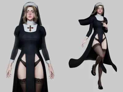 Nun - Game Ready Low-poly 3D model