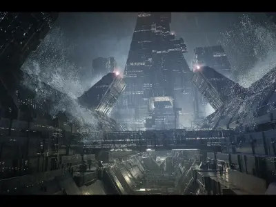 Sci-Fi Brutalist Architecture Kitbash Set 3D model