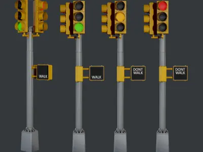 Traffic Light Pack Low Poly Game Ready Low-poly 3D model