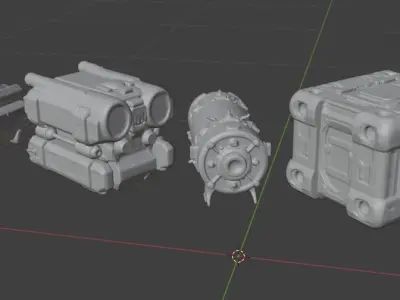 Sci-Fi Powerkits Low-poly 3D model