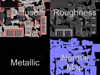 Victorian Pink Mansion model pack Low-poly 3D model