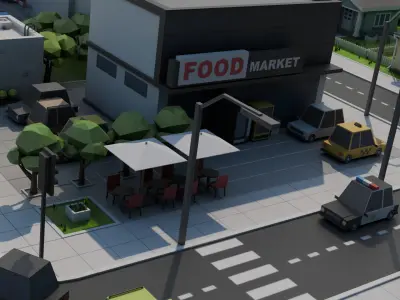 Low-poly city Low-poly 3D model