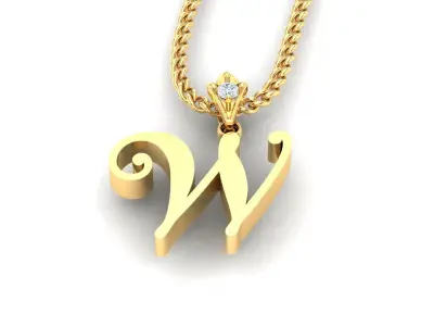 Light Gold Fancy Font Pendant W 3D print model