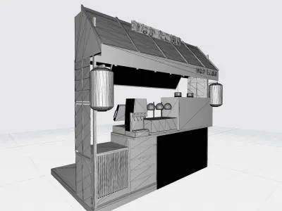Japanese Snack Stall Low-poly 3D model