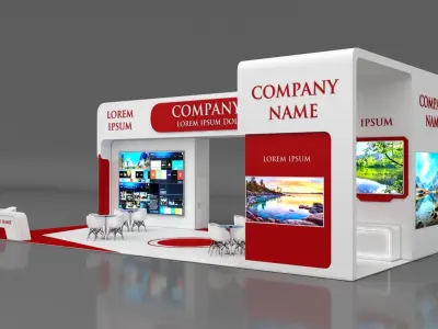 Booth Exhibition Stand Stall 14x7m Height 500 cm 4 Side Open 3D model