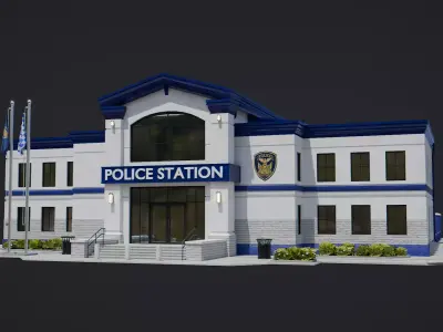 Modern Police Station Low-poly 3D model