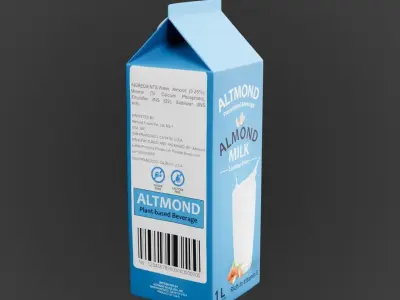 Almond Milk carton Low-poly 3D model