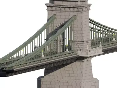 EUROPEAN HISTORICAL SUSPENDED BRIDGE 3D model