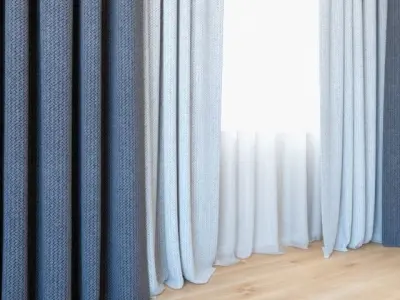 Curtains 47 Curtains with Tulle 3D model