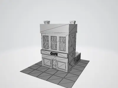 LowpolyCafe building in simpsons universe Low-poly 3D model