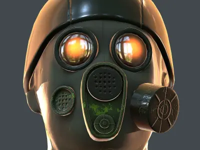 Gas mask helmet 3d model scifi Low-poly  Low-poly 3D model