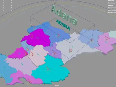 Adana  Mediterranean Region  Turkey map region geography 3D model