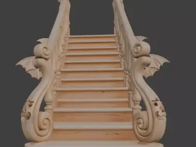 Gothic Halloween Staircase 3D model