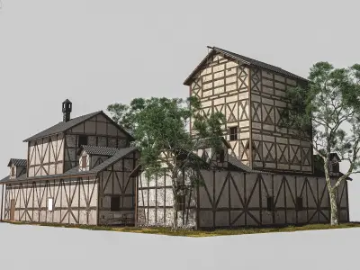 Middle Age House Low-poly 3D model