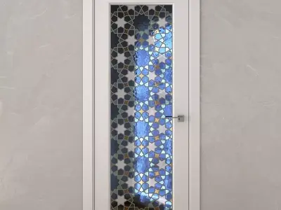 Interior door with a stained-glass arabic pattern 3D model