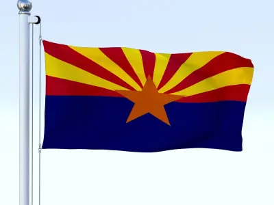 Animated Arizona Flag Low-poly 3D model