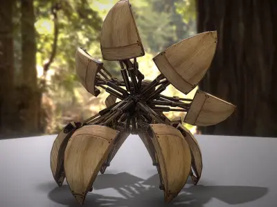 Hydraulic Sphere Bot - Forest Version Low-poly 3D model