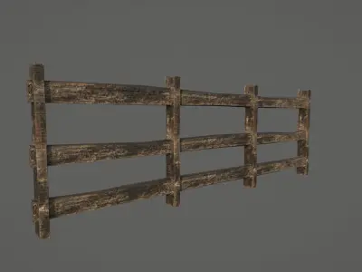Fence Low Poly wooden shelf Low-poly 3D model