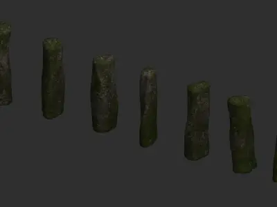 Rock Pillars - Moss Low-poly 3D model