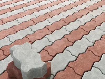 Zig Zag Paver Blocks 3D model